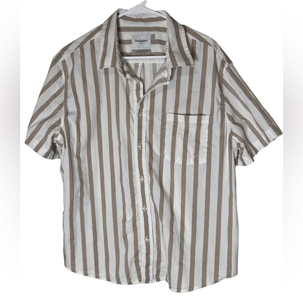 Goodfellow & Co Men's Beige and‎ White Striped Shirt